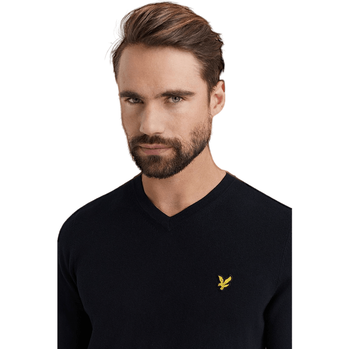Lyle & Scott Cotton Merino V Neck Jumper Jet