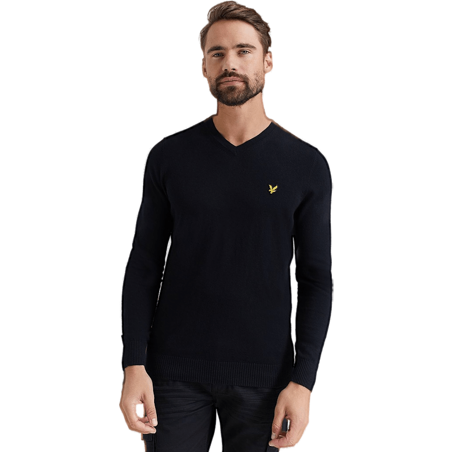 Lyle & Scott Cotton Merino V Neck Jumper Jet