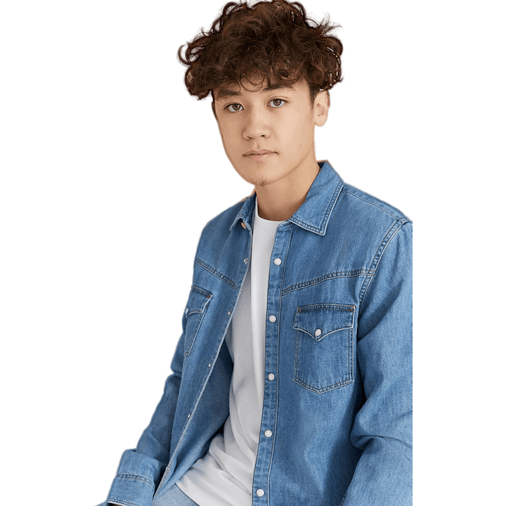 Blauw Iconic Western Shirt Bleach Wash Indigo