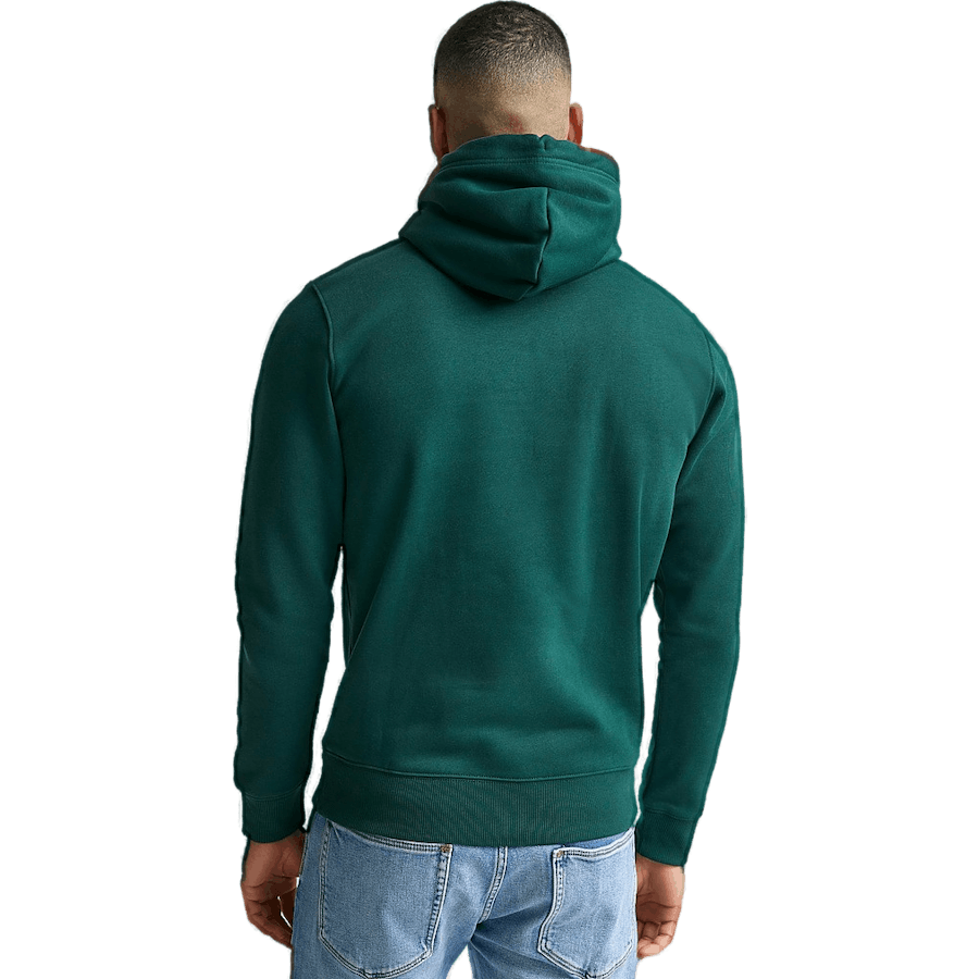 D1. Gant Banner Shield Hoodie Tartan Green
