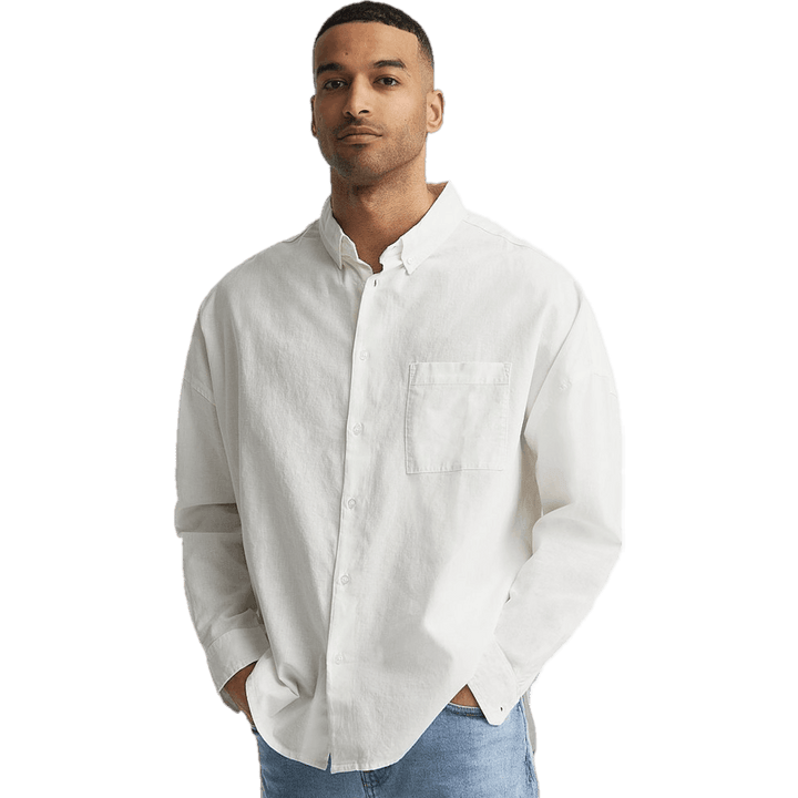 Chemise en lin carrée