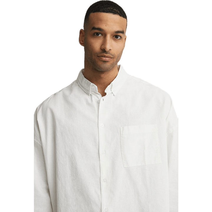 Chemise en lin carrée