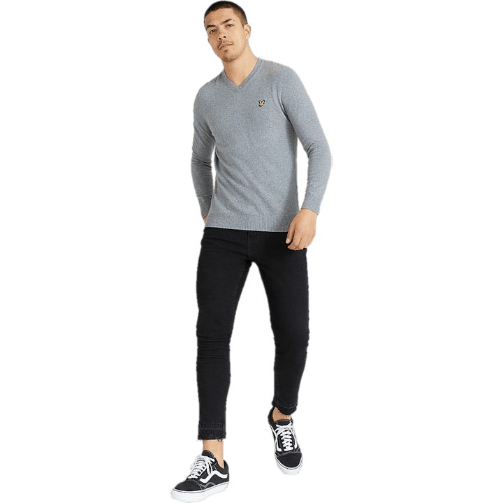 Cotton Merino V Neck Jumper Mid