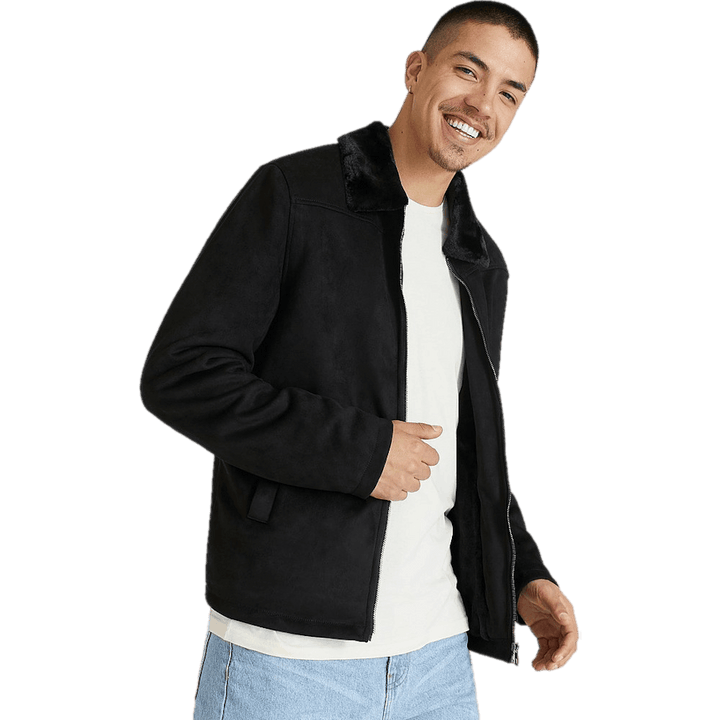 Teddy Fake Suede Jacket Black