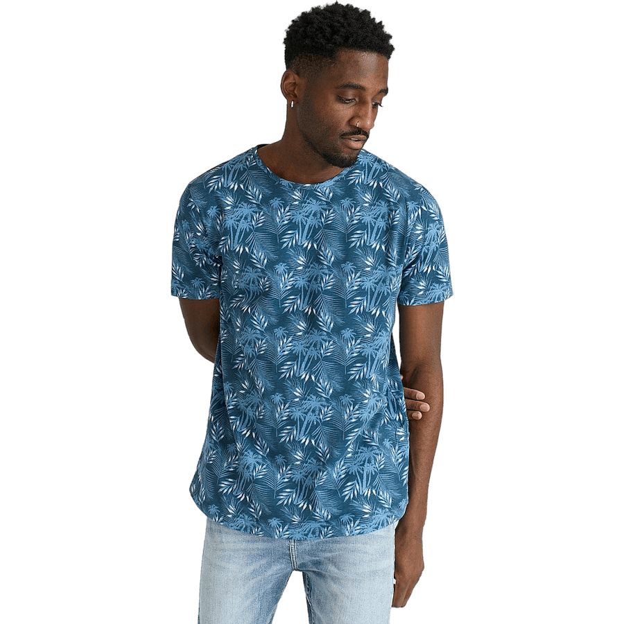 Printed Tee Blue Leaf