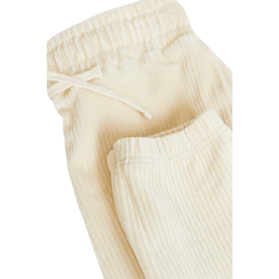 Sweatpants i mjukt sladdmaterial Beige