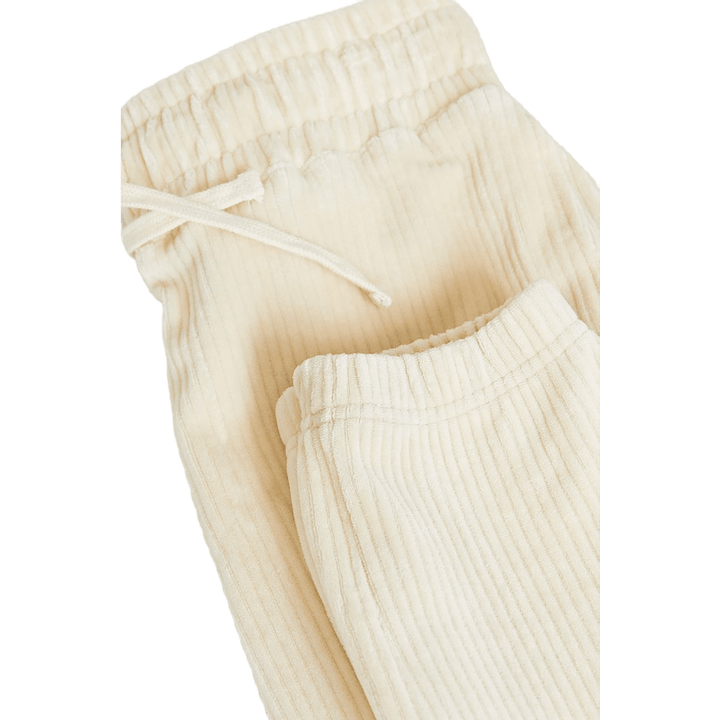 Sweatpants i mjukt sladdmaterial Beige