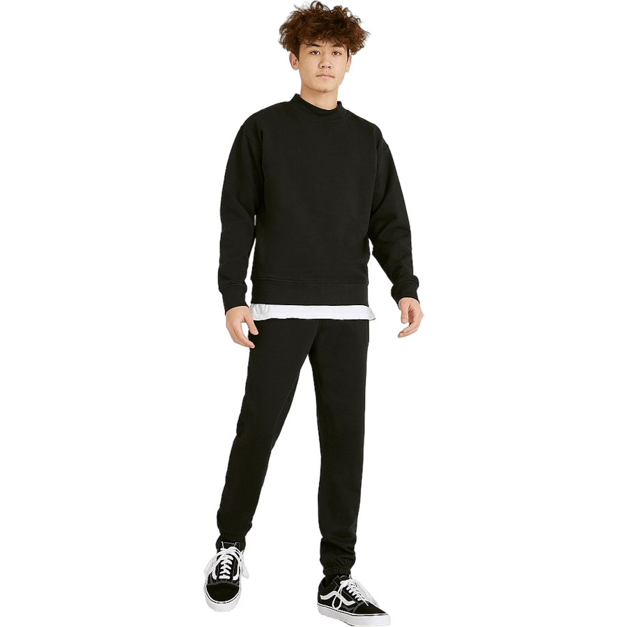 Breites Rippen-Sweatshirt Schwarz