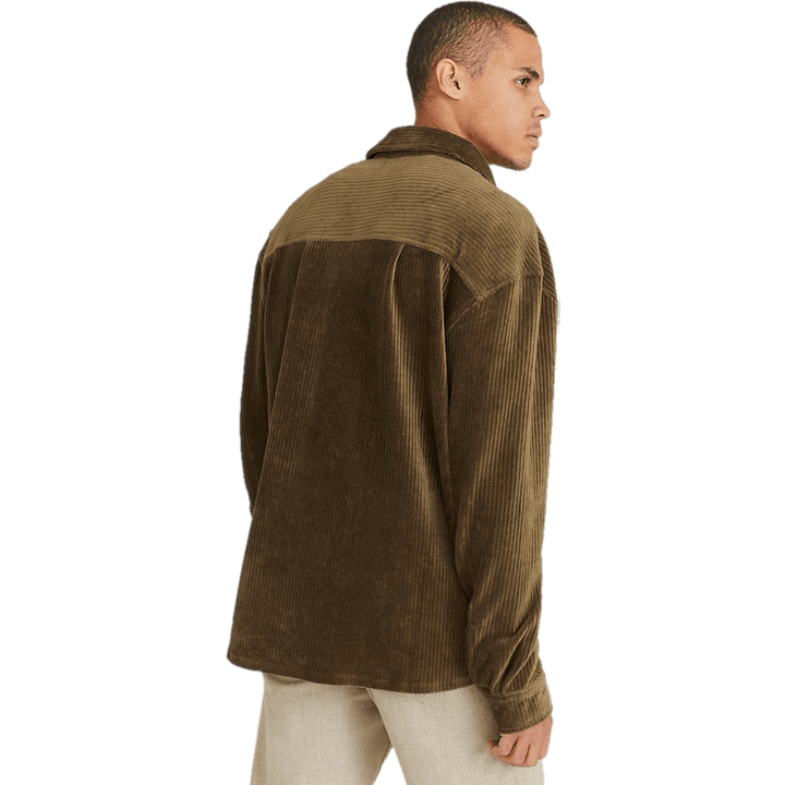 Entspanntes Soft Cord Überhemd Khaki
