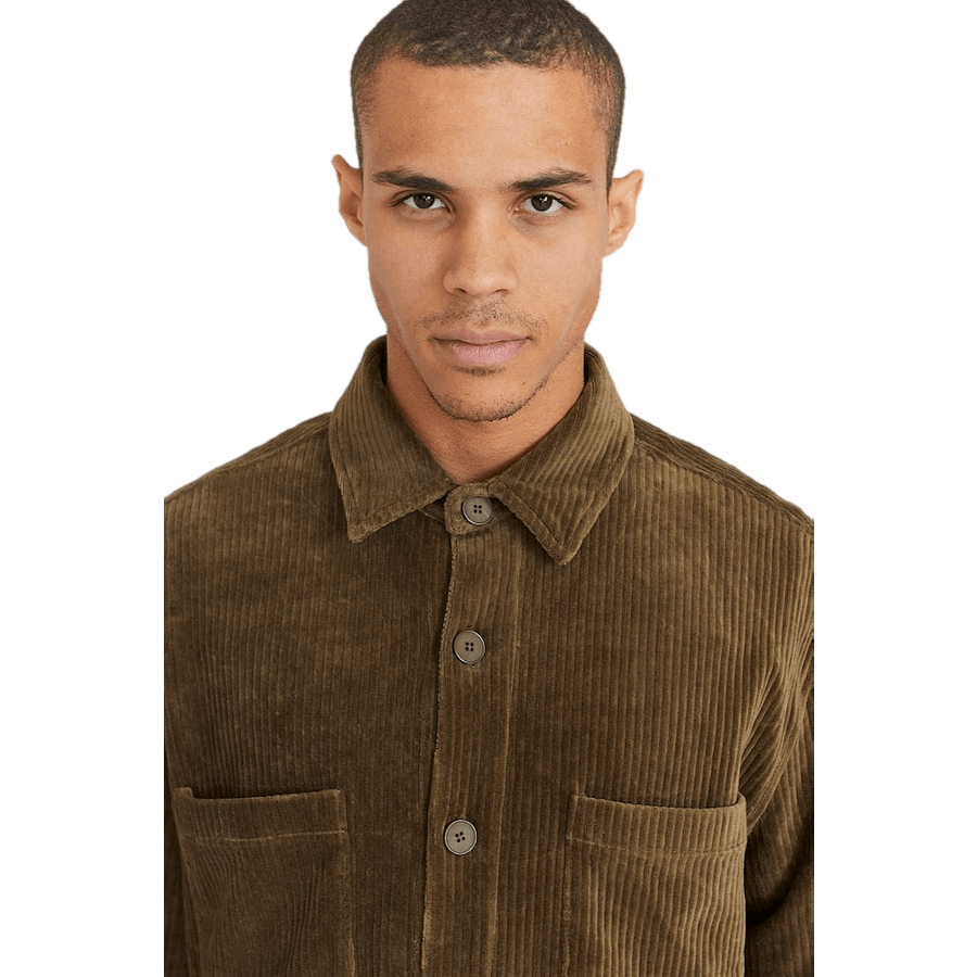 Entspanntes Soft Cord Überhemd Khaki