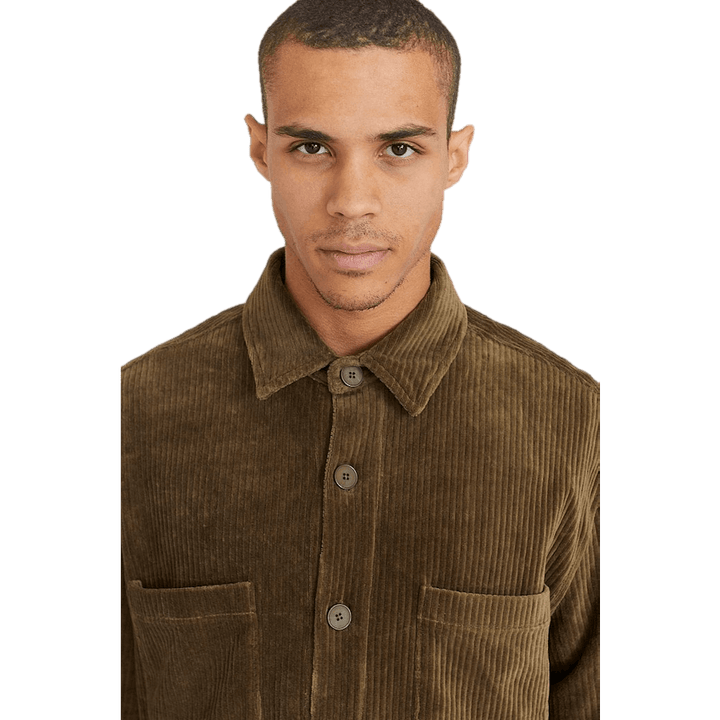 Entspanntes Soft Cord Überhemd Khaki