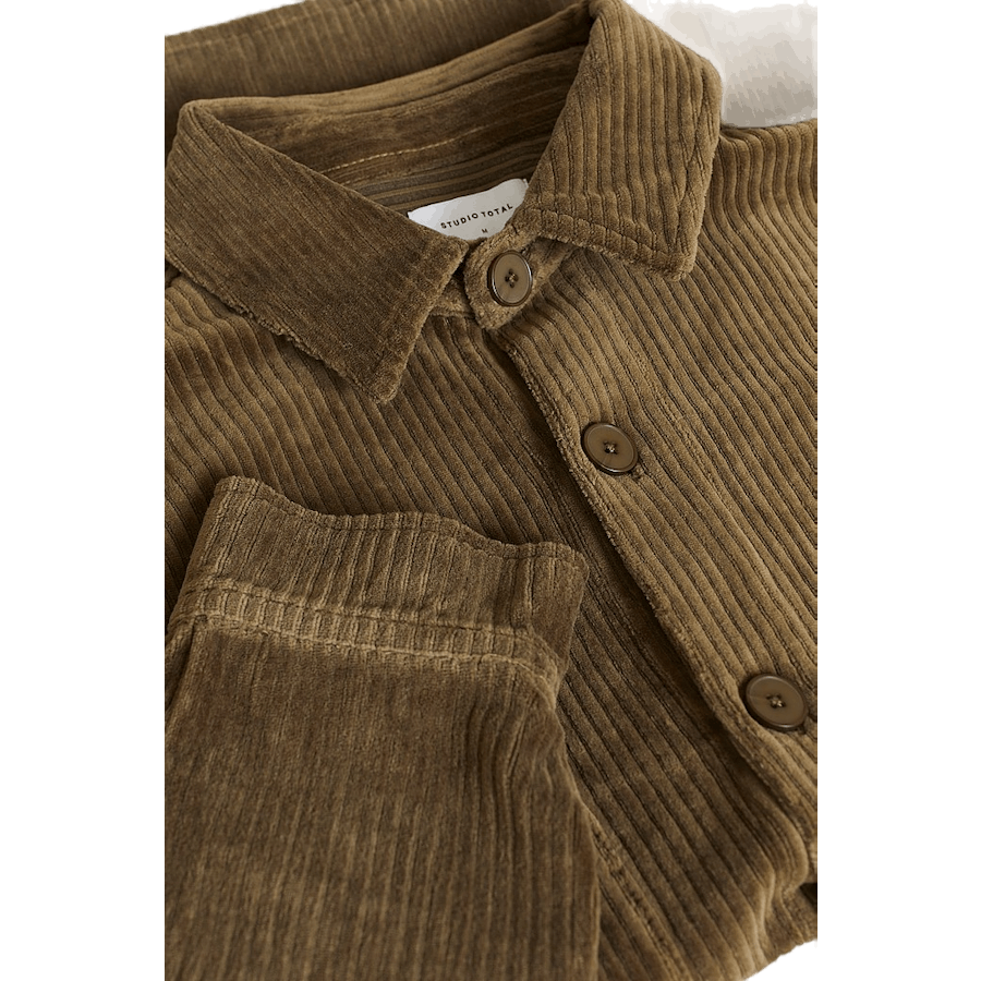 Entspanntes Soft Cord Überhemd Khaki