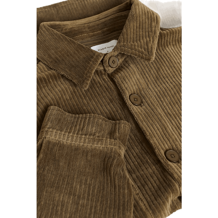 Entspanntes Soft Cord Überhemd Khaki