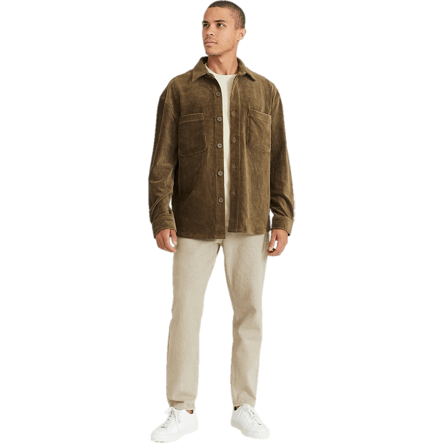 Entspanntes Soft Cord Überhemd Khaki