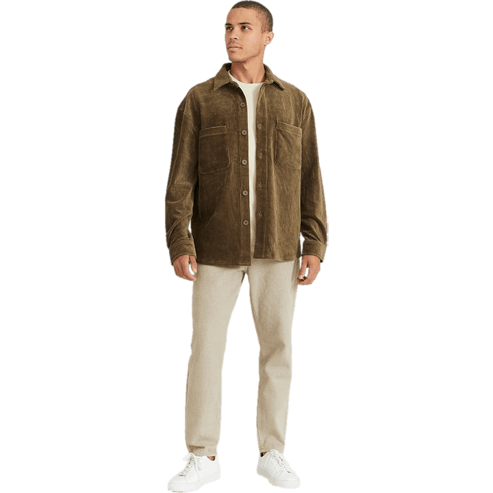 Entspanntes Soft Cord Überhemd Khaki