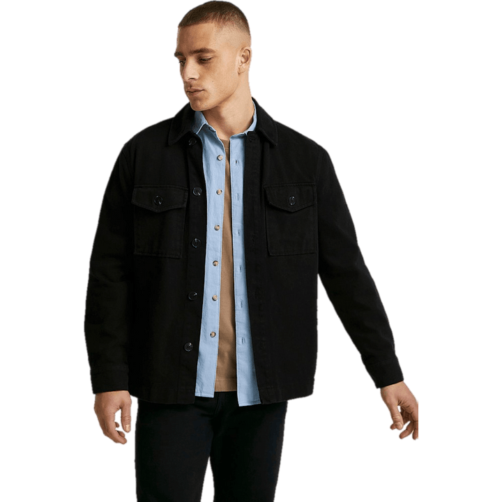 Entspanntes Twill-Overshirt Schwarz