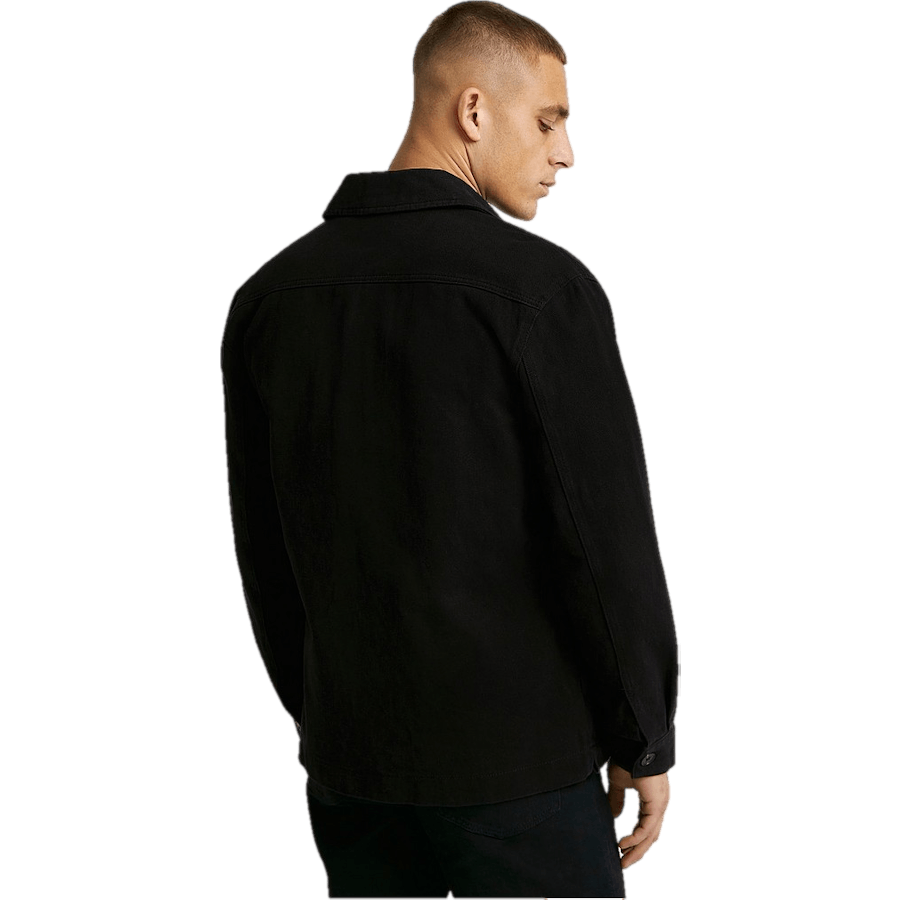 Entspanntes Twill-Overshirt Schwarz