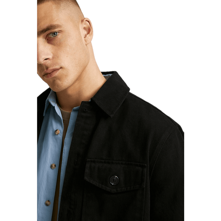 Entspanntes Twill-Overshirt Schwarz