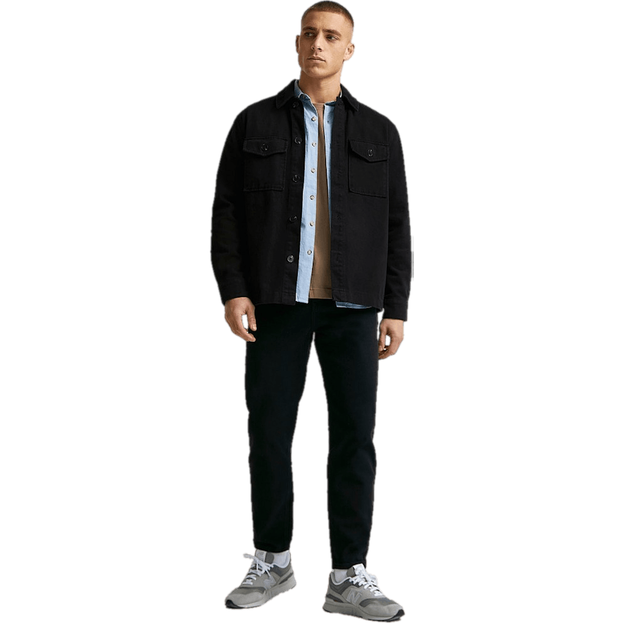 Entspanntes Twill-Overshirt Schwarz