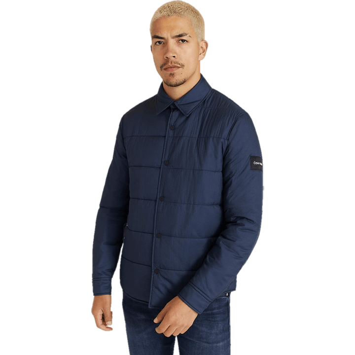 Crinkle Nylon Shirt Jacket Calvin Navy