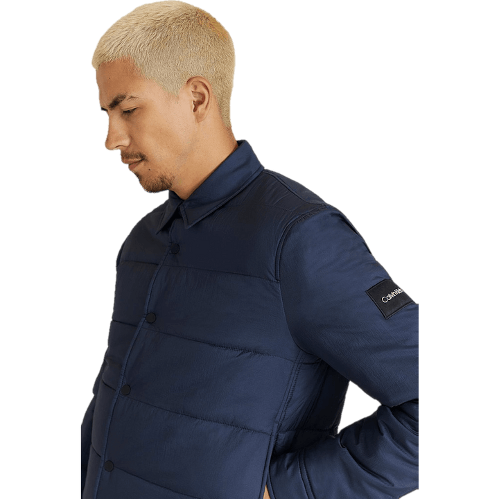 Crinkle Nylon Shirt Jacket Calvin Navy