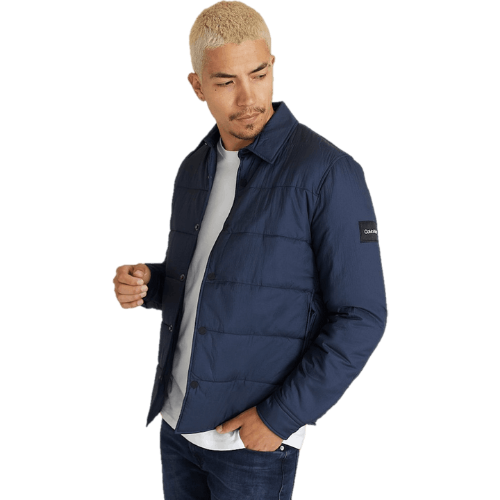Crinkle Nylon Shirt Jacket Calvin Navy