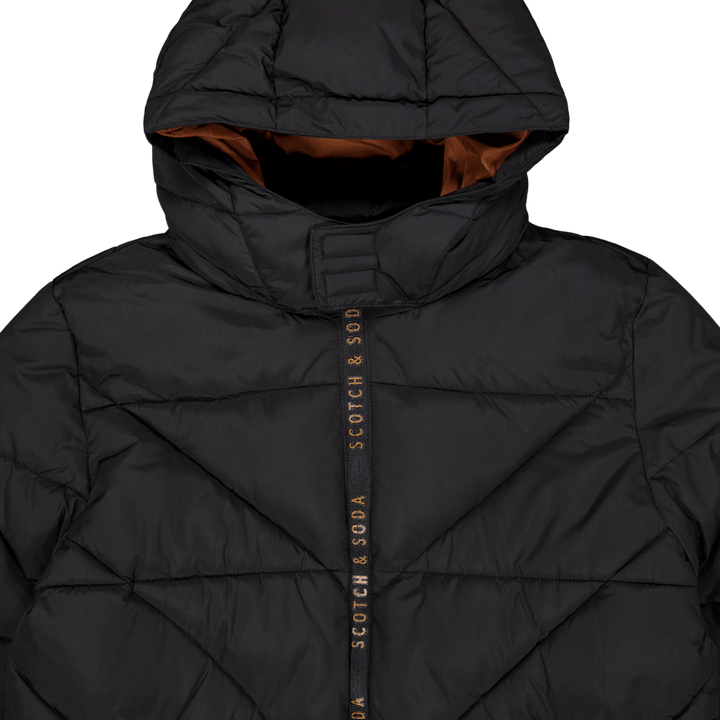 Water-repellent Hooded Jacket  Black