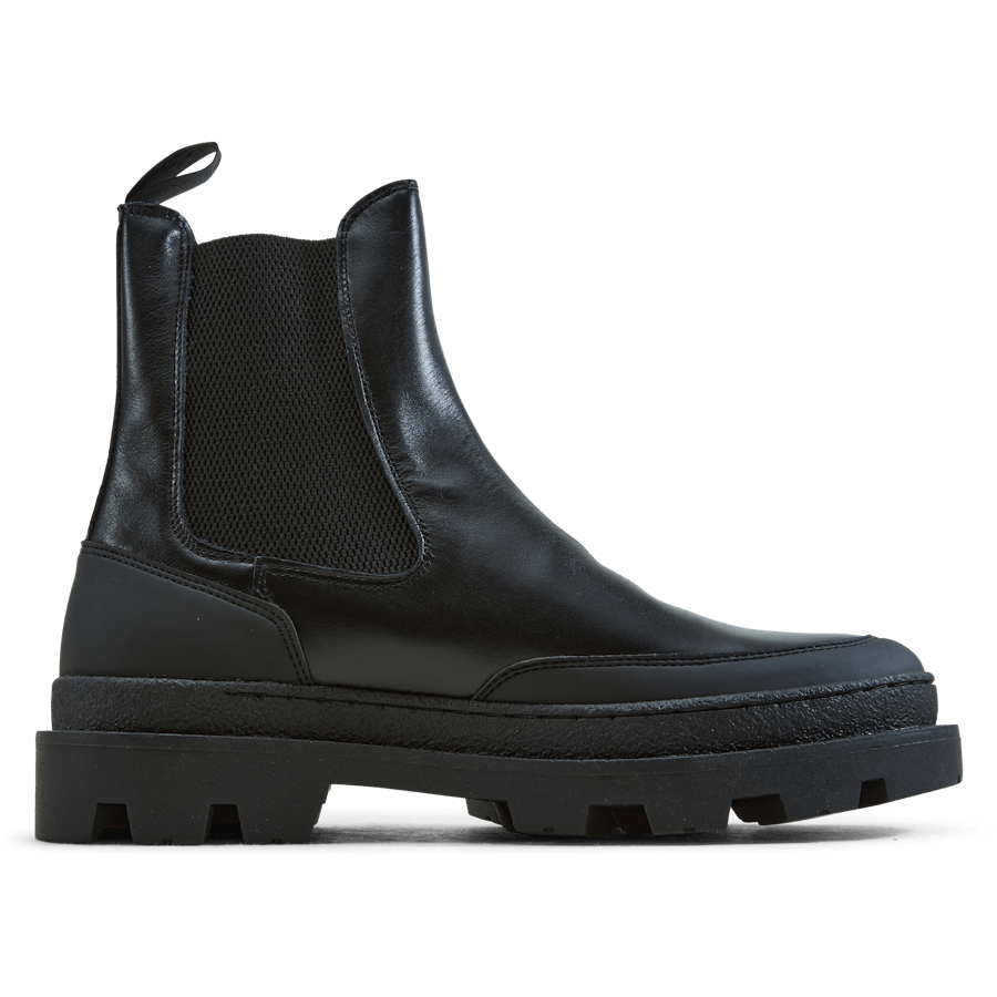 Tanner Leder Chealsea Stiefel Schwarz