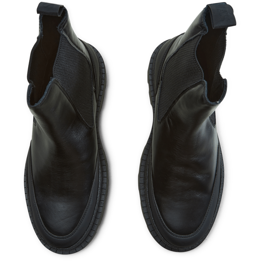 Tanner Leder Chealsea Stiefel Schwarz