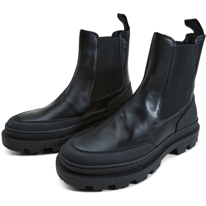 Tanner Leder Chealsea Stiefel Schwarz