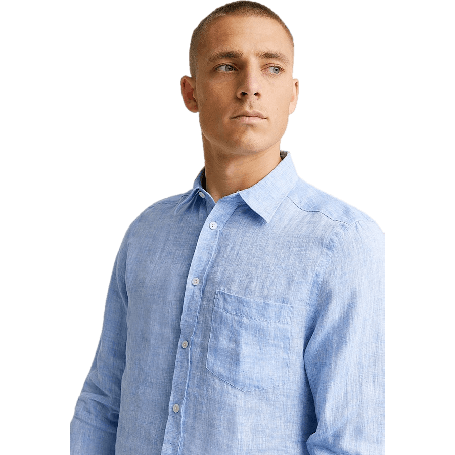 J.Lindeberg Linen - Ls Slim Shirt Ultramarine