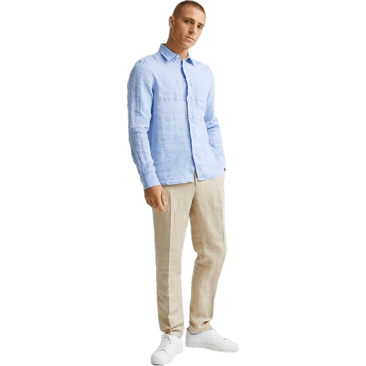 J.Lindeberg Linen - Ls Slim Shirt Ultramarine