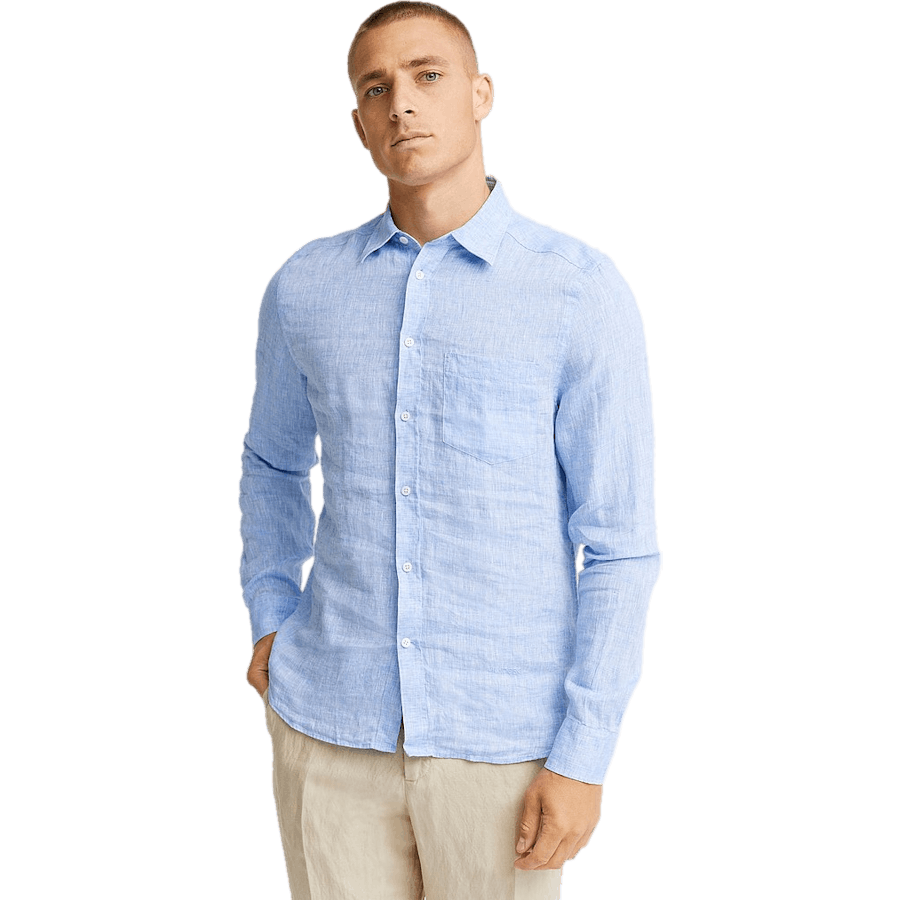 J.Lindeberg Linen - Ls Slim Shirt Ultramarine
