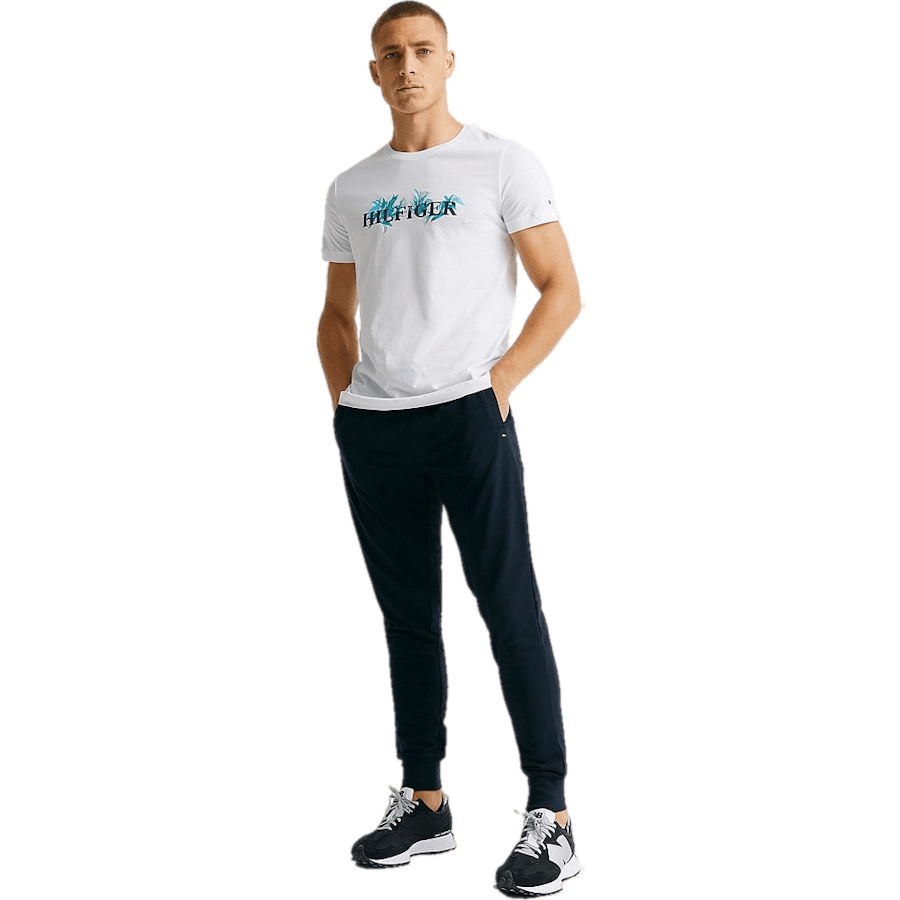 Palmové květinové tričko Ybr - bílé