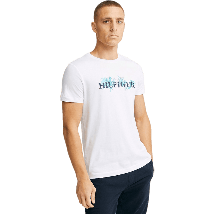 Palmové květinové tričko Ybr - bílé