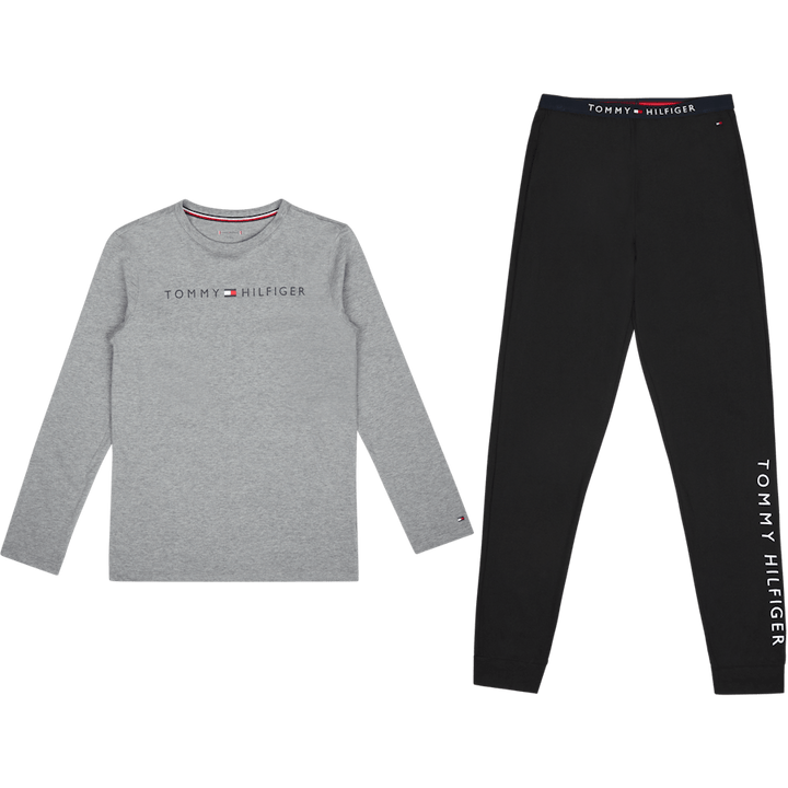 Basic Ls Pant Jersey Set 0ub - Medium Grey Ht/black