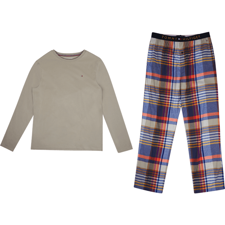 Ls Pant Flannel Tee Set 0sd - Stone checks
