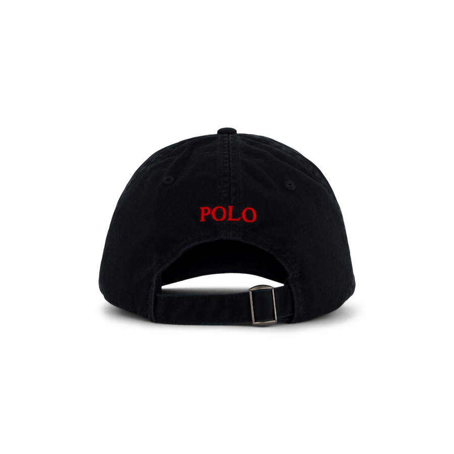 Cappello a sfera in cotone Chino Polo nero / RL2000 rosso