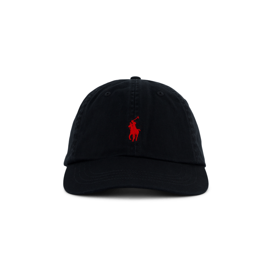 Cappello a sfera in cotone Chino Polo nero / RL2000 rosso