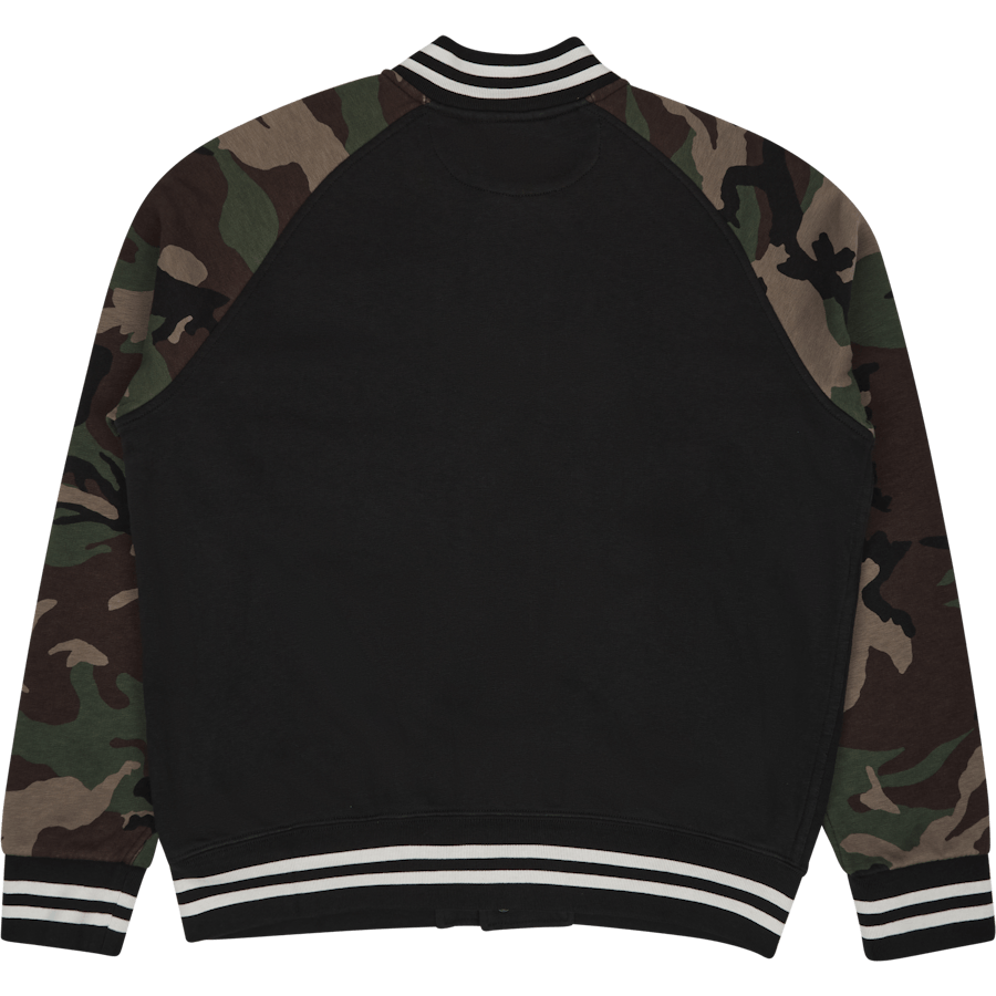 Fleece-Baseballjacke mit Tarnärmeln Polo Schwarz Multi