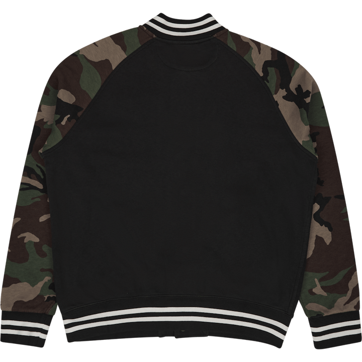 Fleece-Baseballjacke mit Tarnärmeln Polo Schwarz Multi