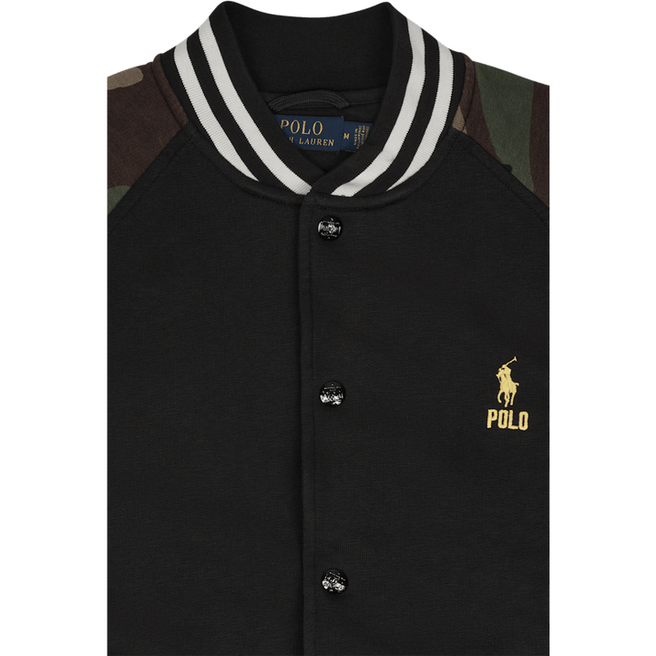 Fleece-Baseballjacke mit Tarnärmeln Polo Schwarz Multi