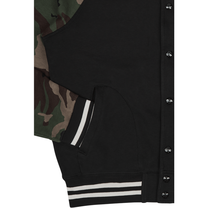 Fleece-Baseballjacke mit Tarnärmeln Polo Schwarz Multi