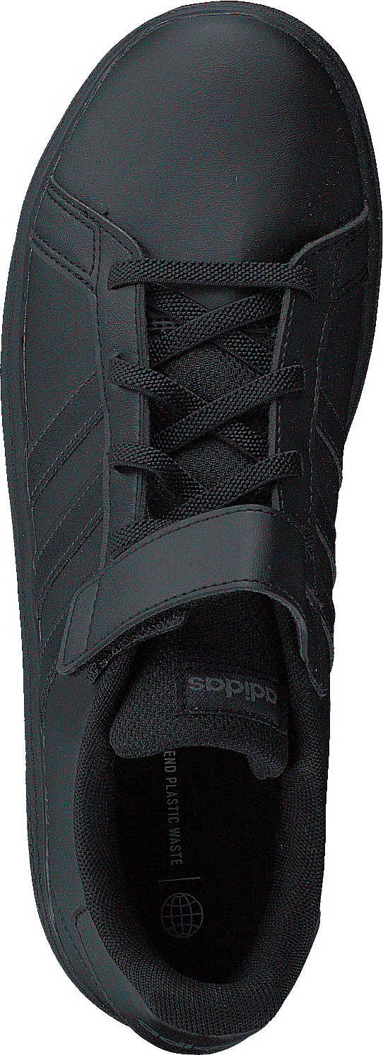 Grand Court Elastická obuv se šněrováním a horním páskem Core Black / Core Black / Grey Six