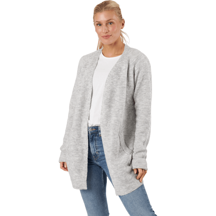 Pcellen Ls Long Knit Cardigan  Light Grey Melange