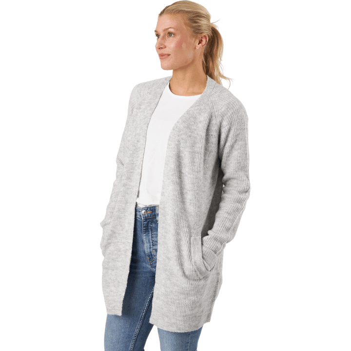 Pcellen Ls Long Knit Cardigan  Light Grey Melange