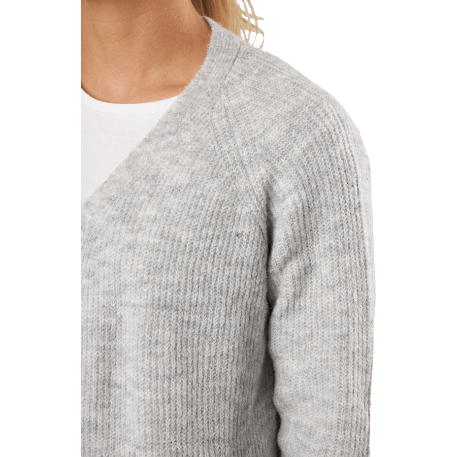 Pcellen Ls Long Knit Cardigan  Light Grey Melange