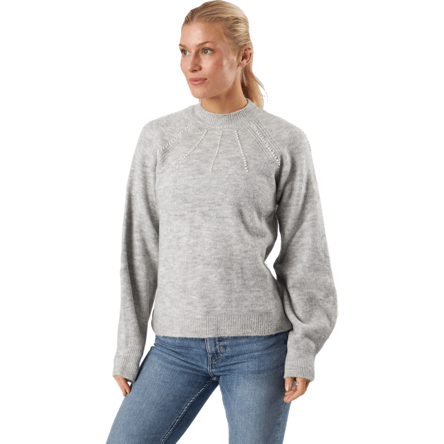 Vmpeppy Pearl Ls Highneck Blou Light Grey Melange