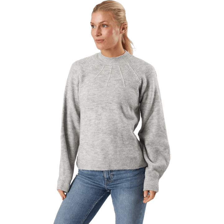 Vmpeppy Pearl Ls Highneck Blou Light Grey Melange