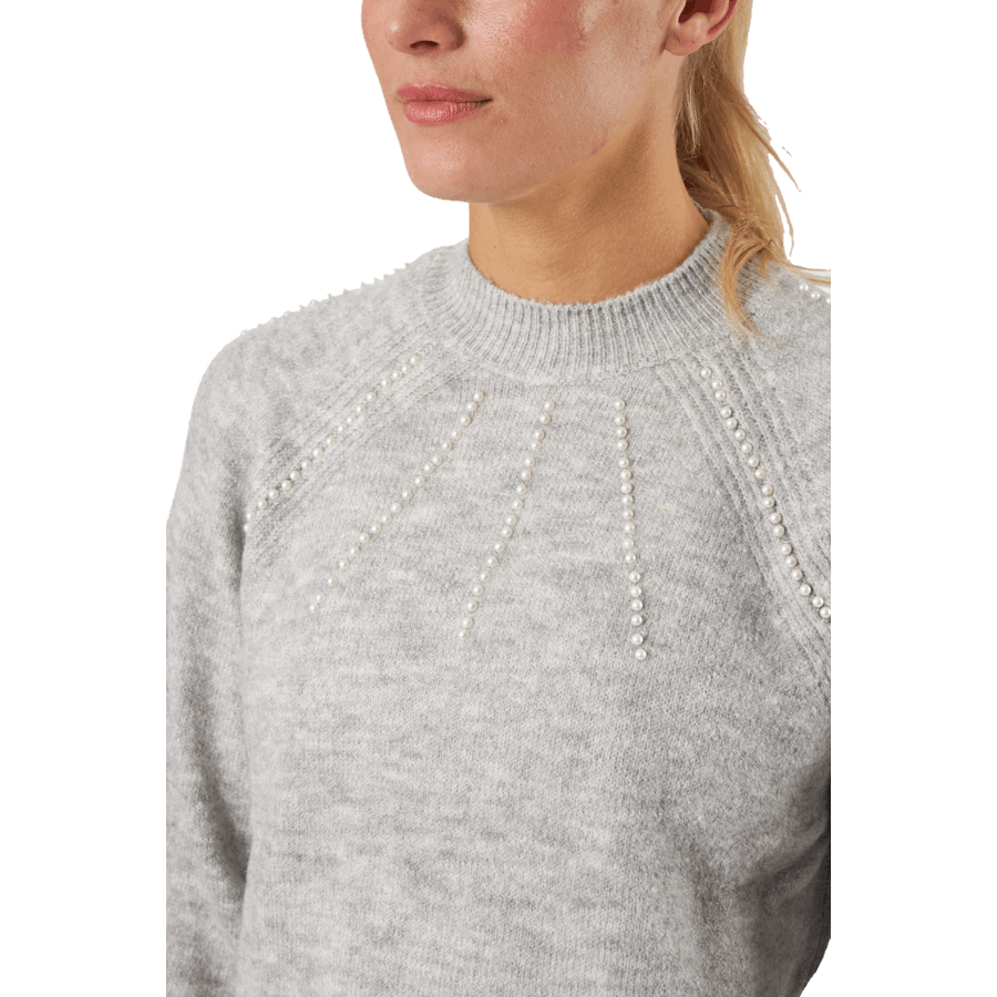 Vmpeppy Pearl Ls Highneck Blou Light Grey Melange